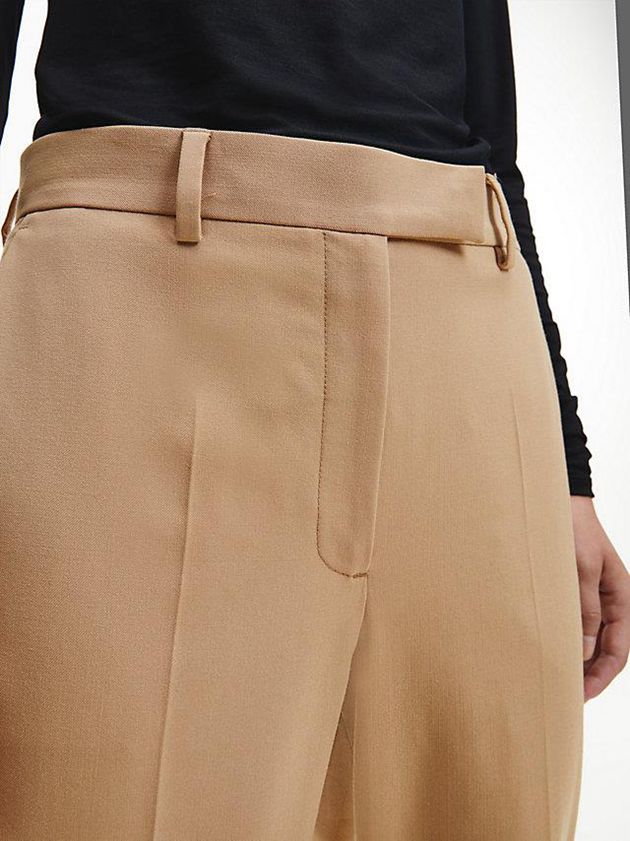 Brown Calvin Klein Slim Tailored Slit Cuff Women Pants | AVDS-39721