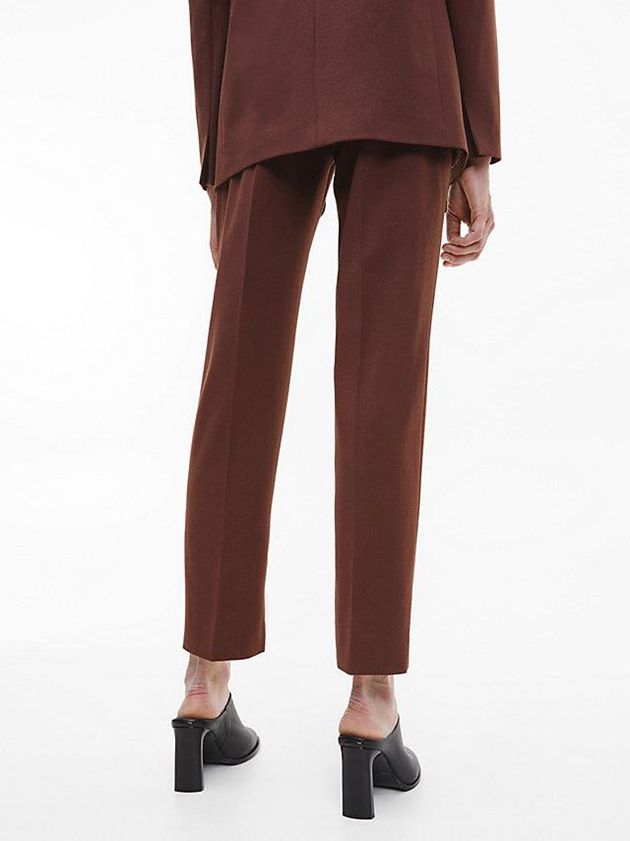 Brown Calvin Klein Slim Tailored Slit Cuff Women Pants | HDCF-32807