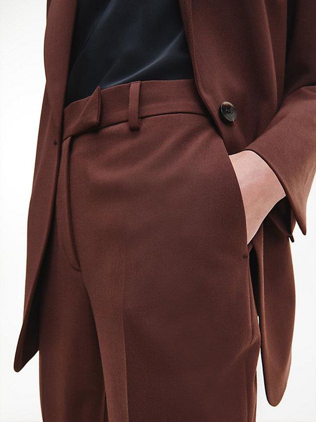 Brown Calvin Klein Slim Tailored Slit Cuff Women Pants | HDCF-32807