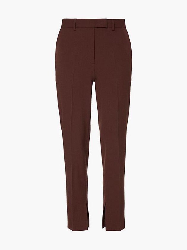 Brown Calvin Klein Slim Tailored Slit Cuff Women Pants | HDCF-32807