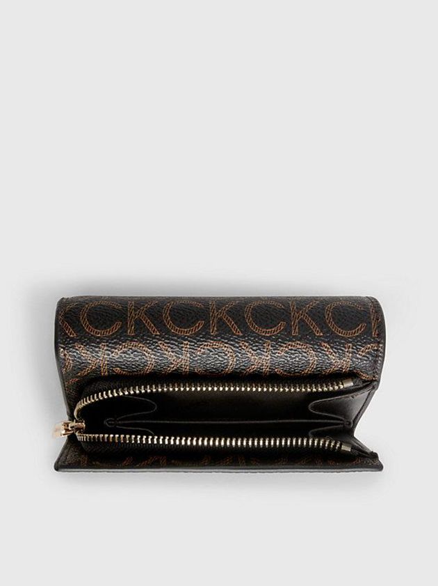 Brown Calvin Klein Small Recycled Rfid Trifold Logo Women Wallet | NWRO-73850