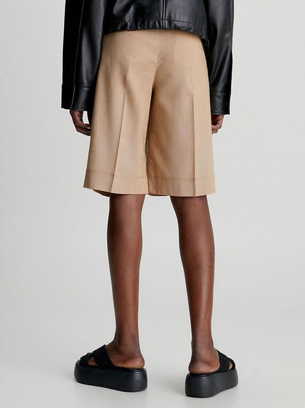 Brown Calvin Klein Soft Tailored Tencel Women Shorts | LVFN-65082
