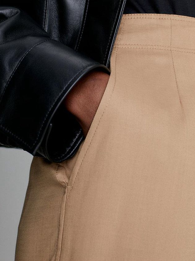 Brown Calvin Klein Soft Tailored Tencel Women Shorts | LVFN-65082