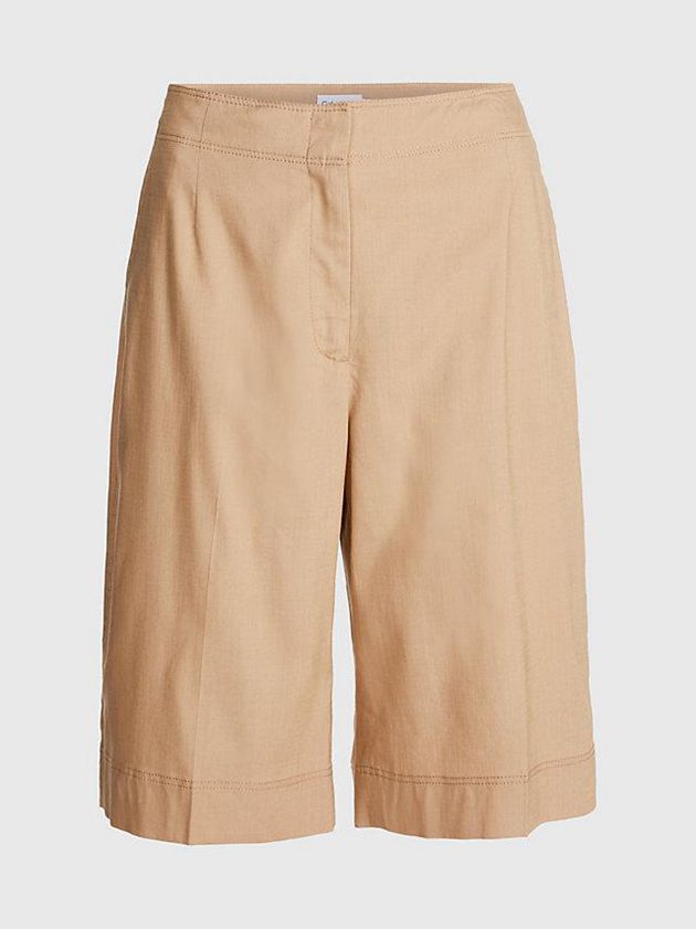 Brown Calvin Klein Soft Tailored Tencel Women Shorts | LVFN-65082