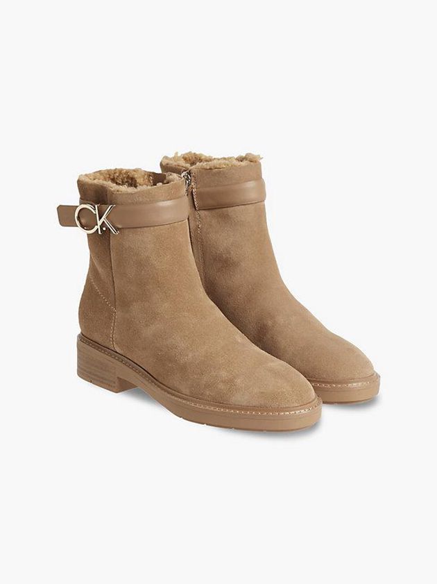 Brown Calvin Klein Suede Ankle Women Boots | APGM-79825