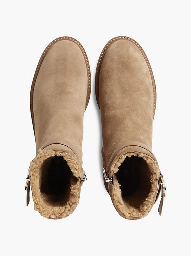 Brown Calvin Klein Suede Ankle Women Boots | APGM-79825