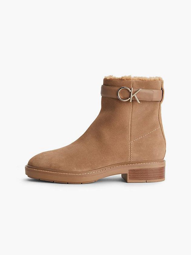 Brown Calvin Klein Suede Ankle Women Boots | APGM-79825