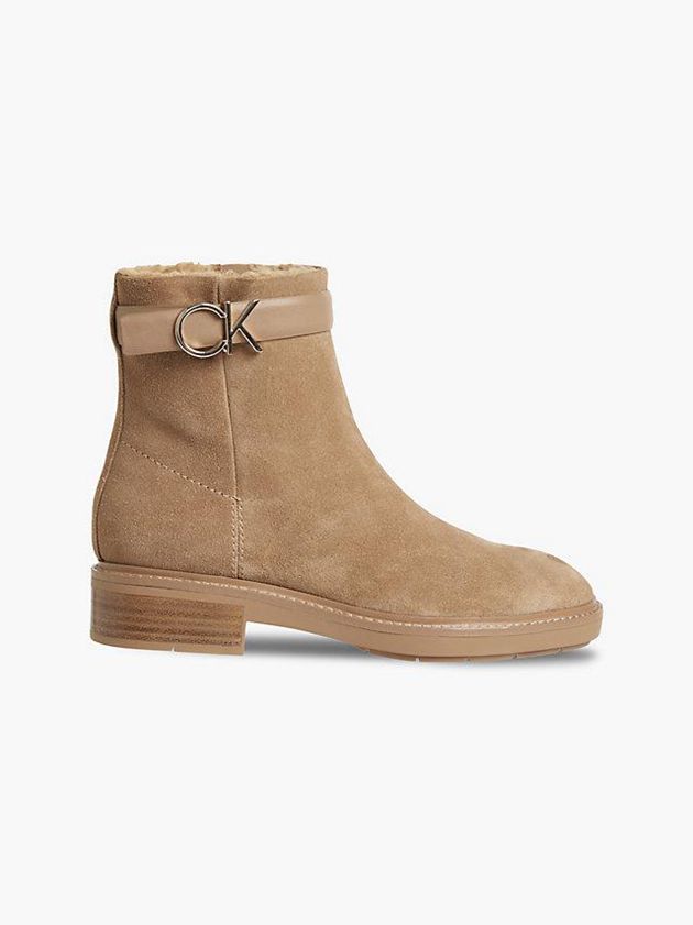 Brown Calvin Klein Suede Ankle Women Boots | APGM-79825