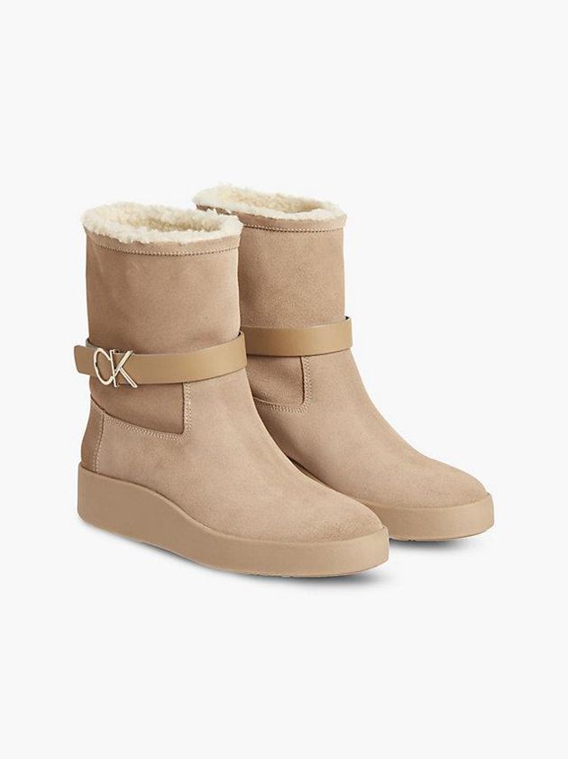 Brown Calvin Klein Suede Ankle Women Boots | MTDH-09746