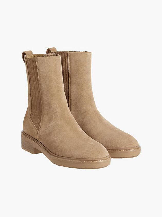 Brown Calvin Klein Suede Chelsea Women Boots | LYVE-02761