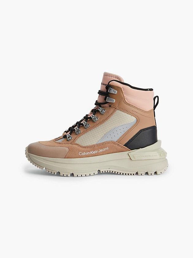 Brown Calvin Klein Suede Chunky Hybrid Women Boots | QVLF-42379