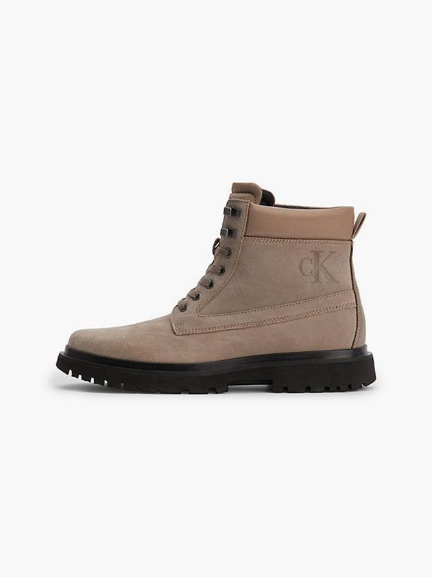 Brown Calvin Klein Suede Men Boots | BTGA-24076