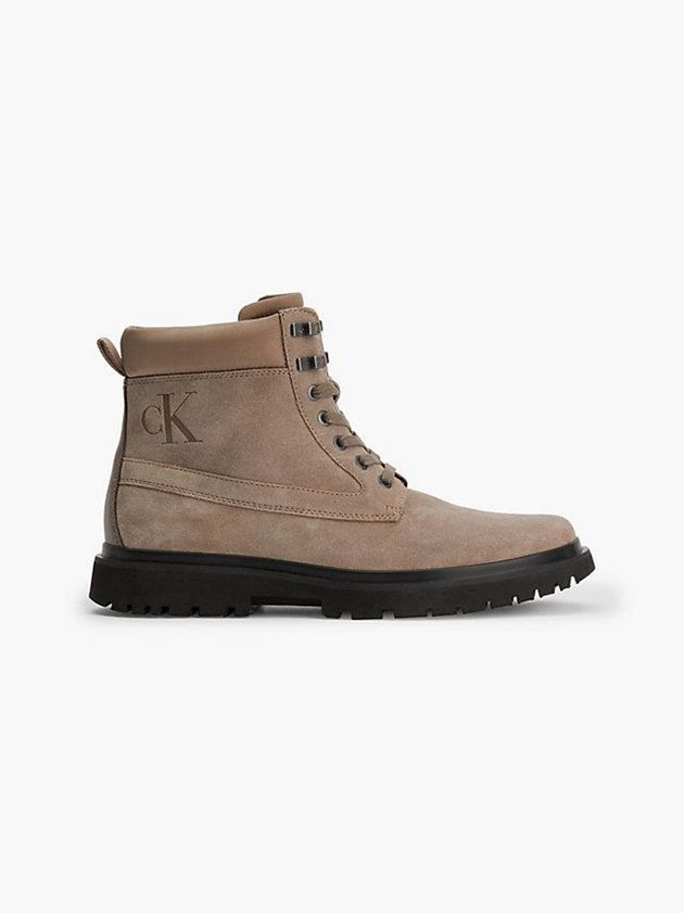 Brown Calvin Klein Suede Men Boots | BTGA-24076
