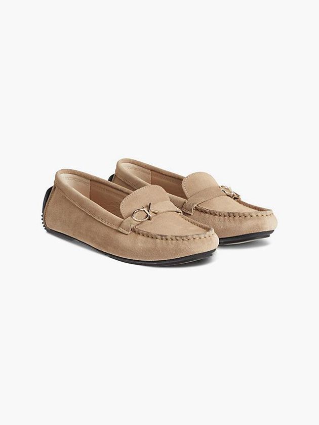 Brown Calvin Klein Suede Moccasins Women Slip On | MJTC-92807