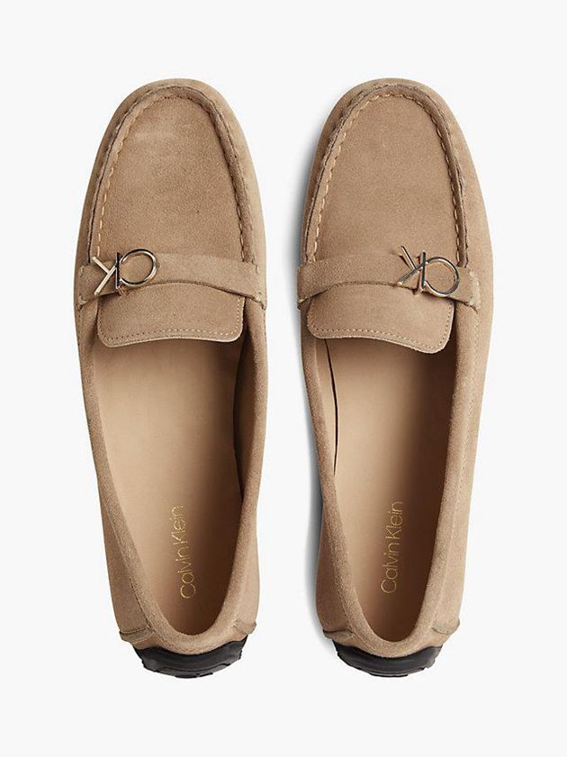 Brown Calvin Klein Suede Moccasins Women Slip On | MJTC-92807