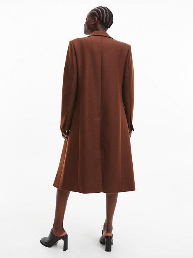 Brown Calvin Klein Tailored Wool Women Coat | SBQI-16293