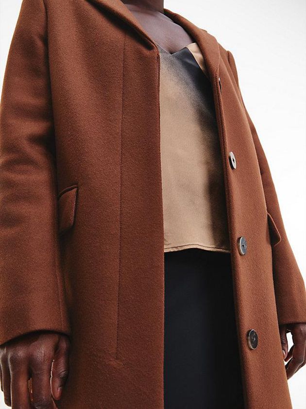 Brown Calvin Klein Tailored Wool Women Coat | SBQI-16293