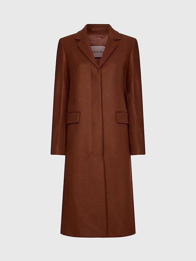 Brown Calvin Klein Tailored Wool Women Coat | SBQI-16293