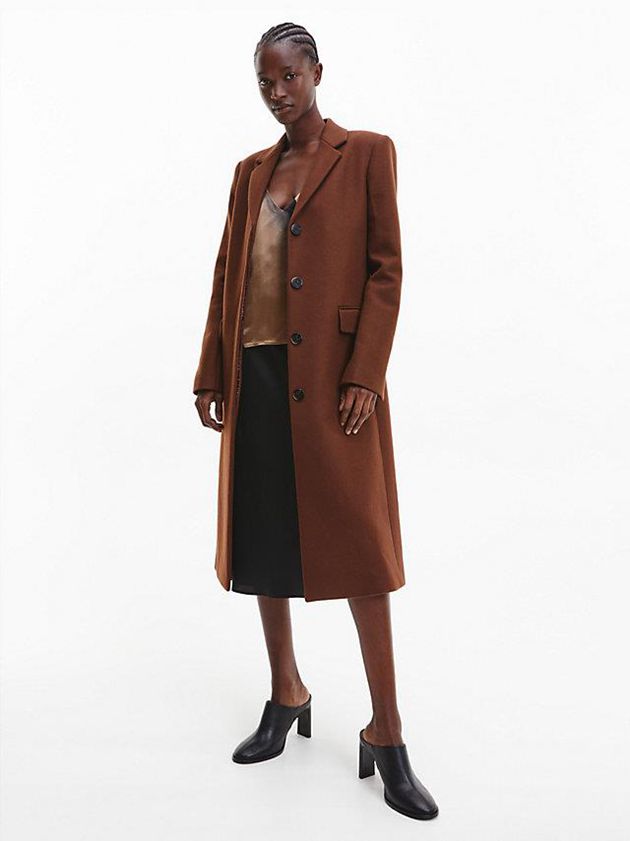 Brown Calvin Klein Tailored Wool Women Coat | SBQI-16293