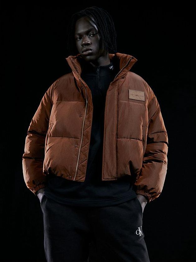 Brown Calvin Klein Unisex Cropped Puffer Women Jacket | YUAL-61305