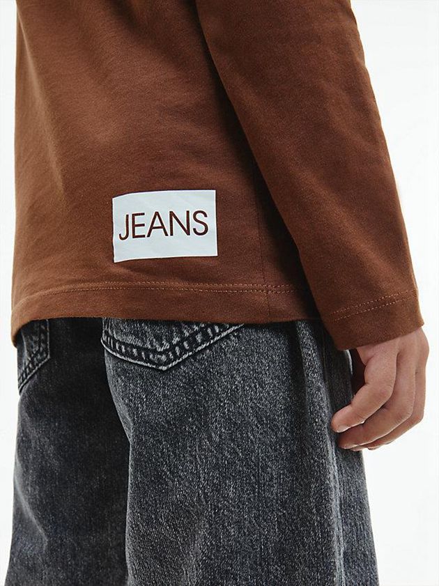 Brown Calvin Klein Unisex Long Sleeve Girls's T-Shirt | DNQT-24673
