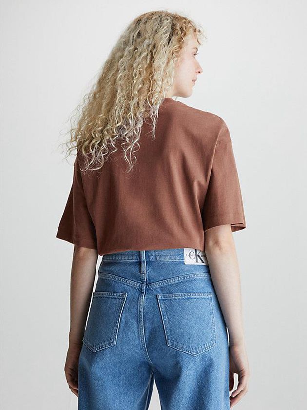Brown Calvin Klein Unisex Oversized Men T-Shirt | KHAJ-90781