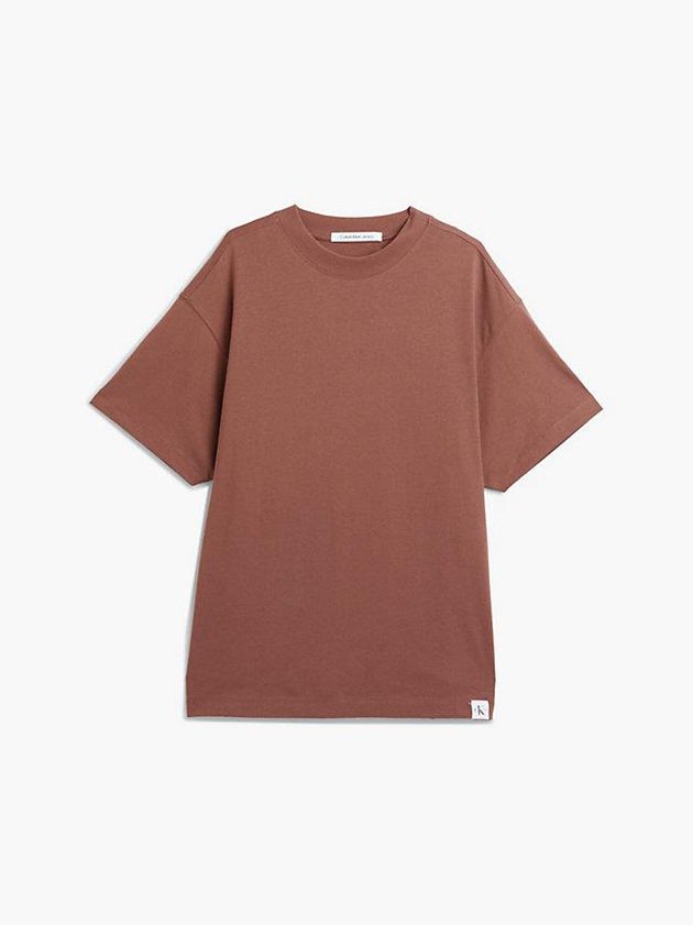 Brown Calvin Klein Unisex Oversized Men T-Shirt | KHAJ-90781