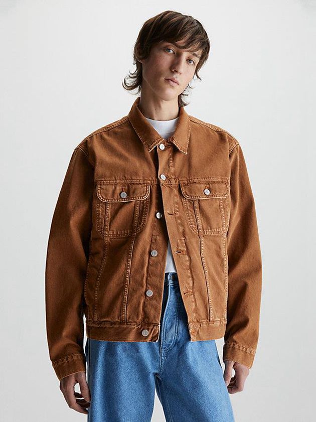 Brown Calvin Klein Unisex Relaxed Denim Men Jacket | TWYN-35290