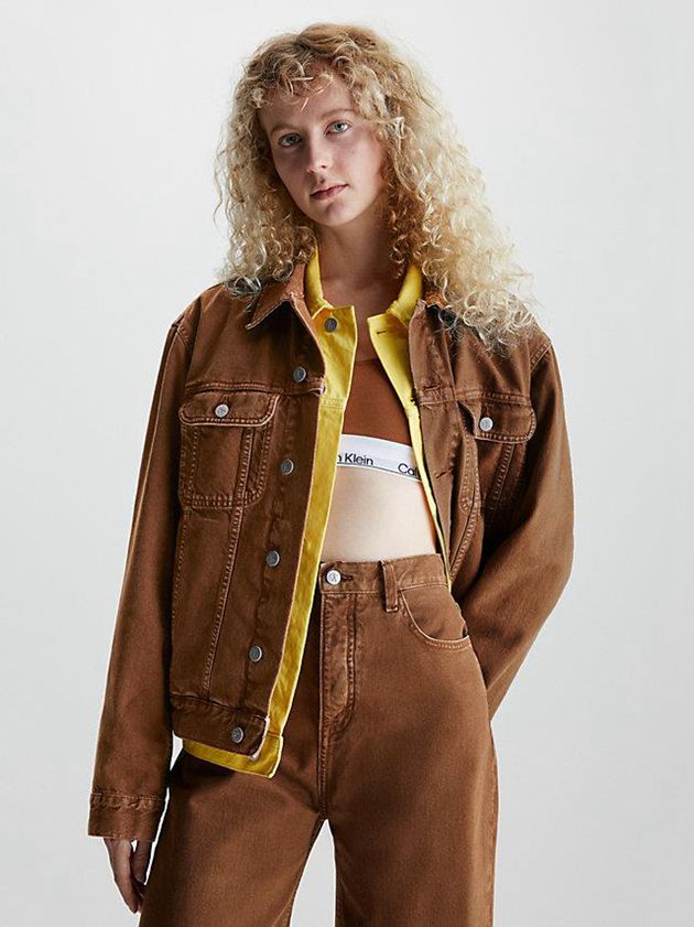 Brown Calvin Klein Unisex Relaxed Denim Men Jacket | TWYN-35290