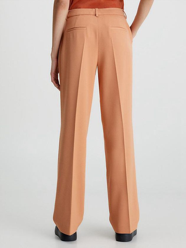 Brown Calvin Klein Wool Twill Pleated Women Pants | YJDR-75904