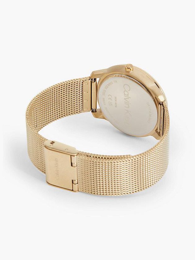 Gold Calvin Klein Iconic Mesh Men Watch | YWOP-68123