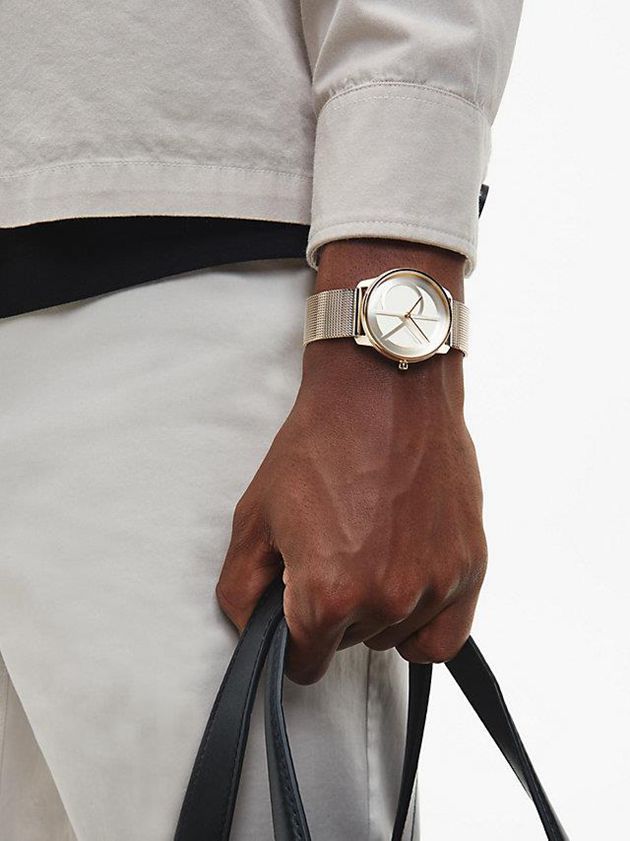Gold Calvin Klein Iconic Mesh Men Watch | YWOP-68123
