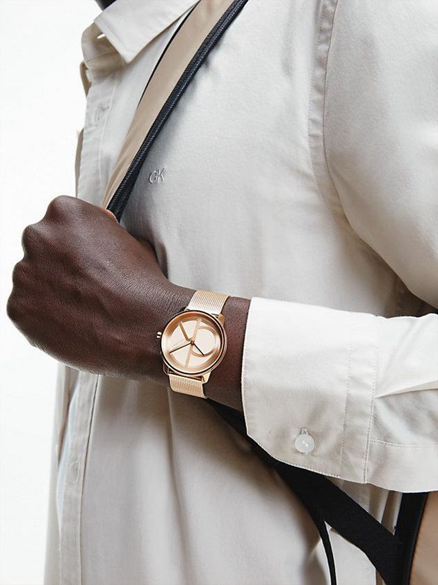 Gold Calvin Klein Iconic Mesh Women Watch | BLWX-96235