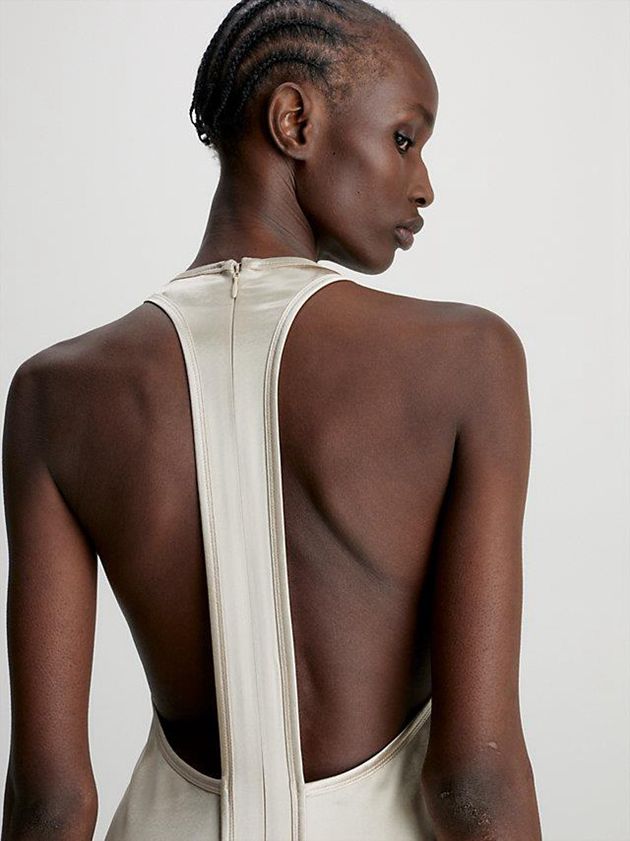 Gold Calvin Klein Racer Back Maxi Slip Women Dress | QIER-65389