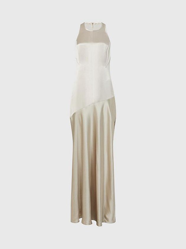 Gold Calvin Klein Racer Back Maxi Slip Women Dress | QIER-65389