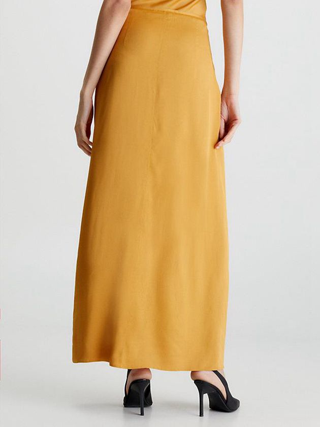 Gold Calvin Klein Slim Satin Maxi Women Skirt | ROTV-82501