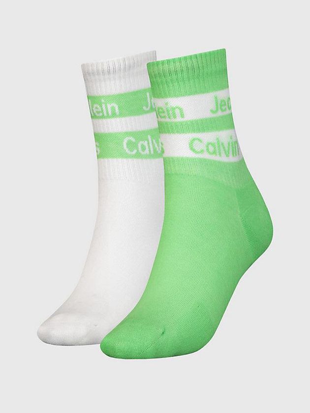 Green Calvin Klein 2 Pack Crew Women Socks | JVRE-58120
