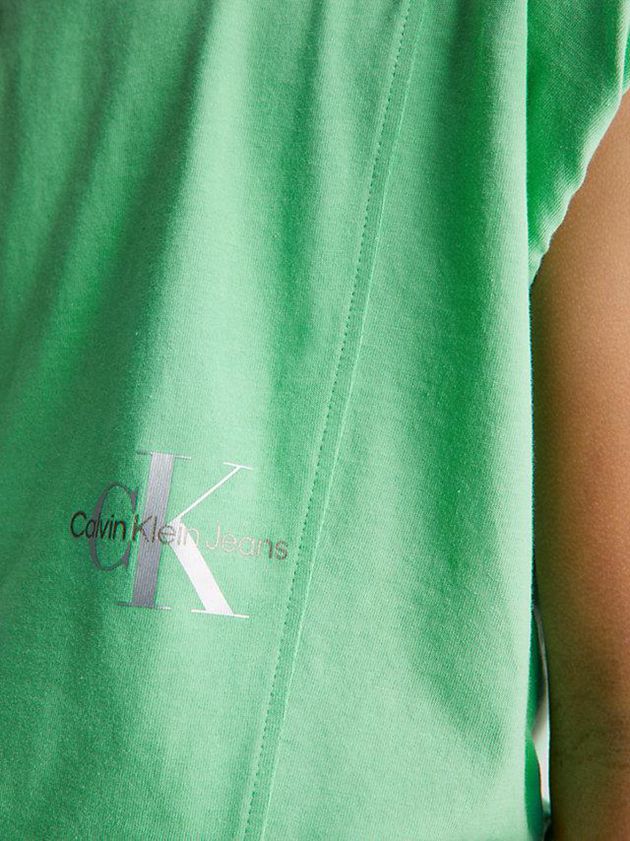 Green Calvin Klein Cap Sleeve Logo Girls's T-Shirt | UZBC-43205
