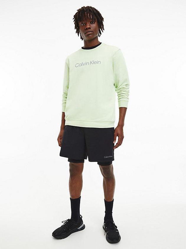 Green Calvin Klein Cotton Terry Logo Men Sweatshirt | RNLS-54328
