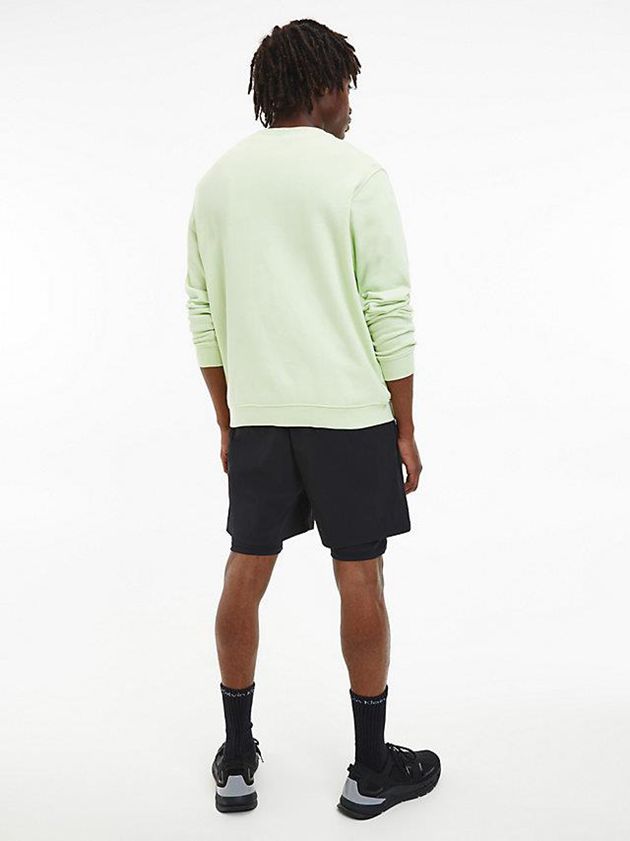 Green Calvin Klein Cotton Terry Logo Men Sweatshirt | RNLS-54328