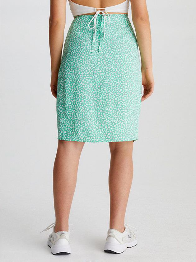 Green Calvin Klein Crepe Tie Waist Midi Women Skirt | BXGN-81375