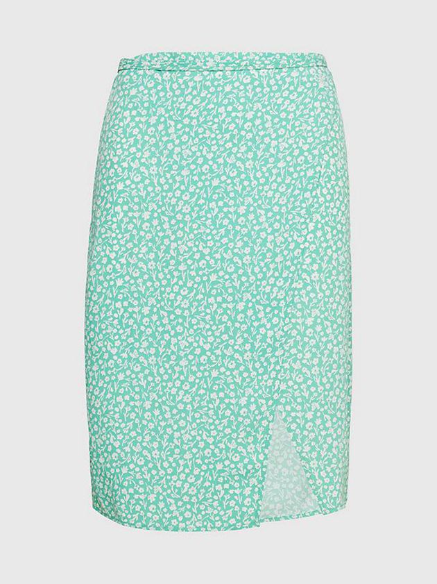 Green Calvin Klein Crepe Tie Waist Midi Women Skirt | BXGN-81375
