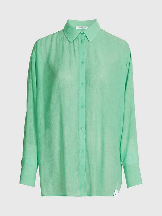 Green Calvin Klein Crinkle Rayon Split Back Blouse Women Top | IRTK-49573