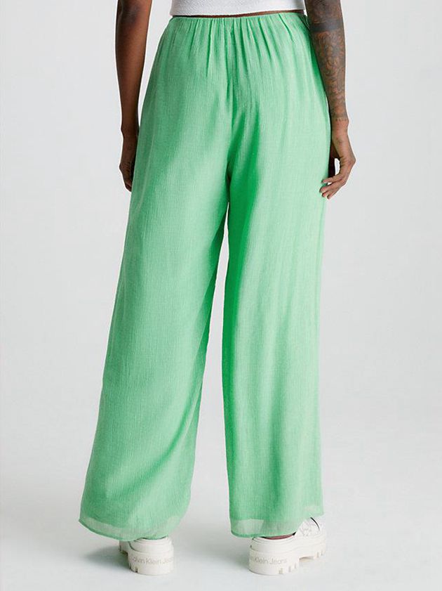 Green Calvin Klein Crinkle Rayon Wide Leg Women Pants | WJLM-91068