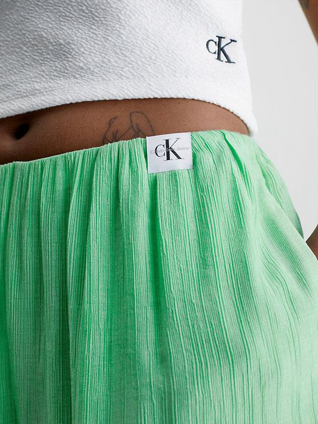 Green Calvin Klein Crinkle Rayon Wide Leg Women Pants | WJLM-91068
