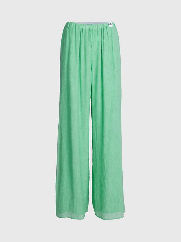 Green Calvin Klein Crinkle Rayon Wide Leg Women Pants | WJLM-91068
