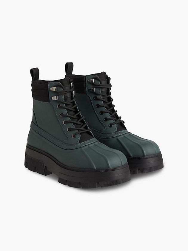 Green Calvin Klein Leather Chunky Men Boots | WDAM-24398