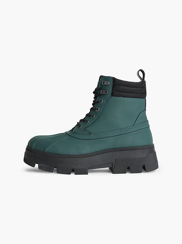 Green Calvin Klein Leather Chunky Men Boots | WDAM-24398