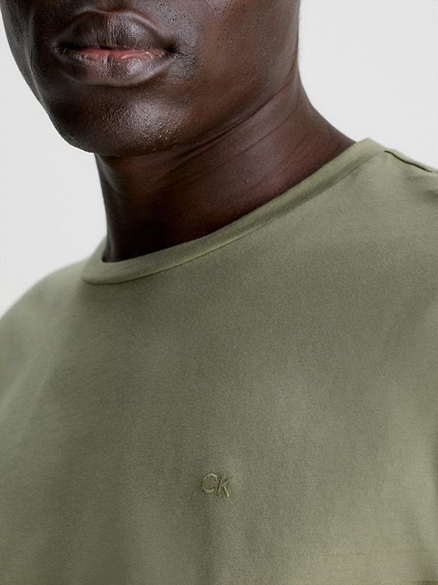 Green Calvin Klein Liquid Touch Cotton Men T-Shirt | QDBX-20471