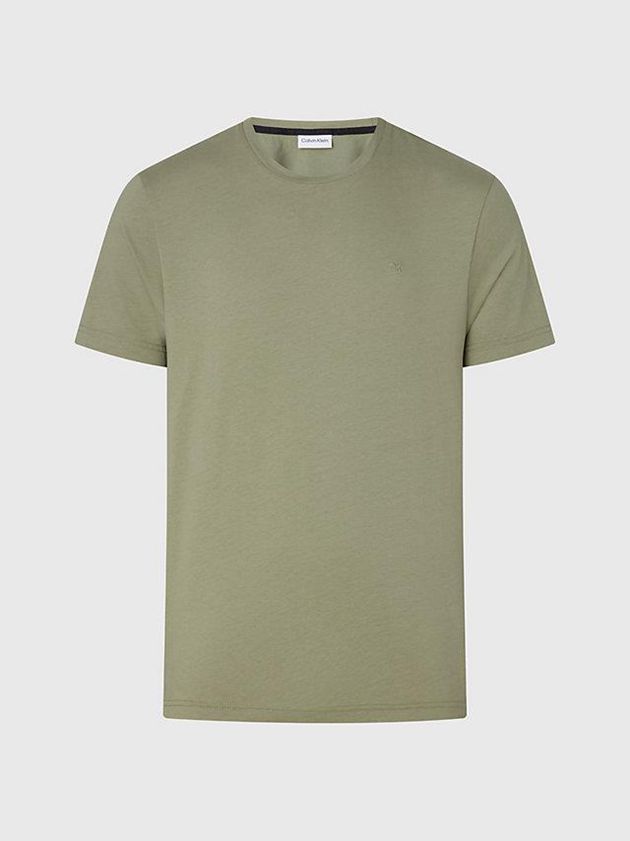 Green Calvin Klein Liquid Touch Cotton Men T-Shirt | QDBX-20471